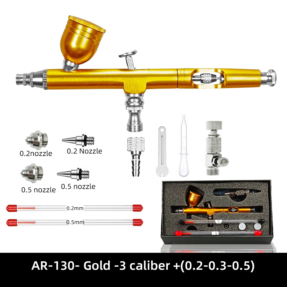 AR-130 Spray Pen Multi-caliber Set Coloring Spray Paint Gun Spray Pump Wall Painting Furniture Mending Cake Nail Art