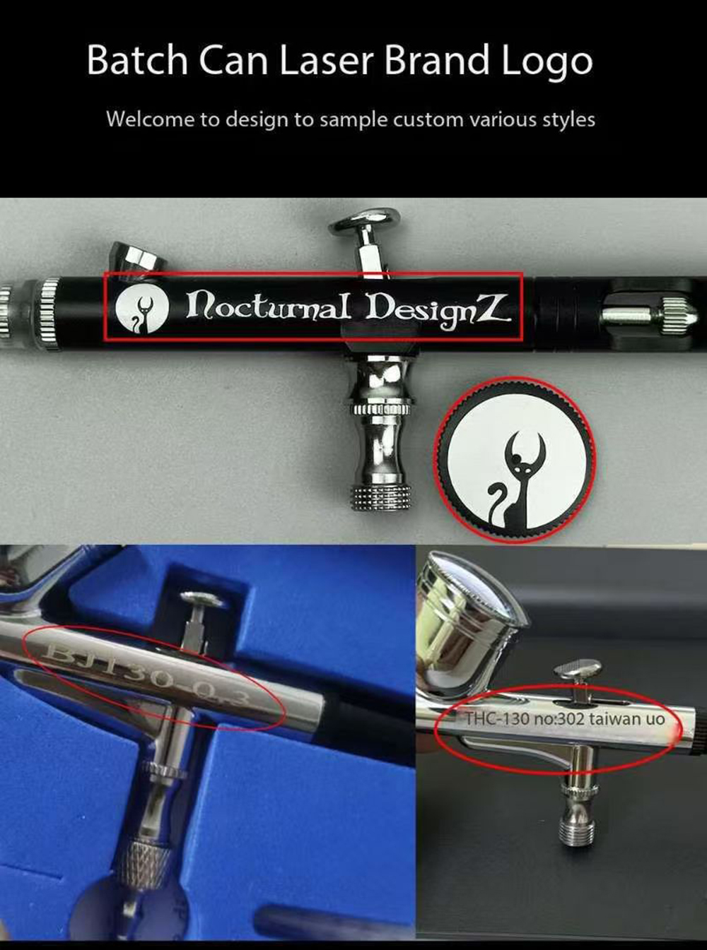 Professional Automotive Two-stroke Airbrush Kit 0.3 0.5 0.8mm Nozzle Accessories Airbrush Model Nail Polish