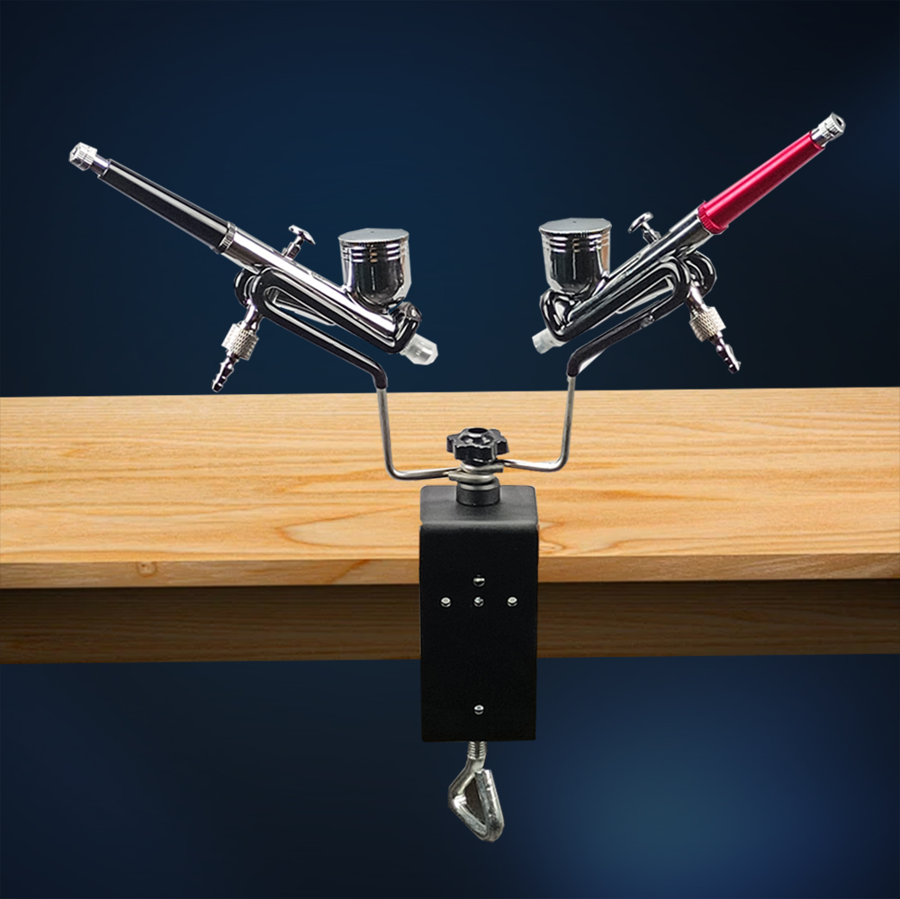 Airbrush Holder for Storage the Clamping Spray Gun Holder Can Hold up to 2 Spray Guns black(图1) Airbrush Holder for Storage the Clamping Spray Gun Holder Can Hold up to 2 Spray Guns black