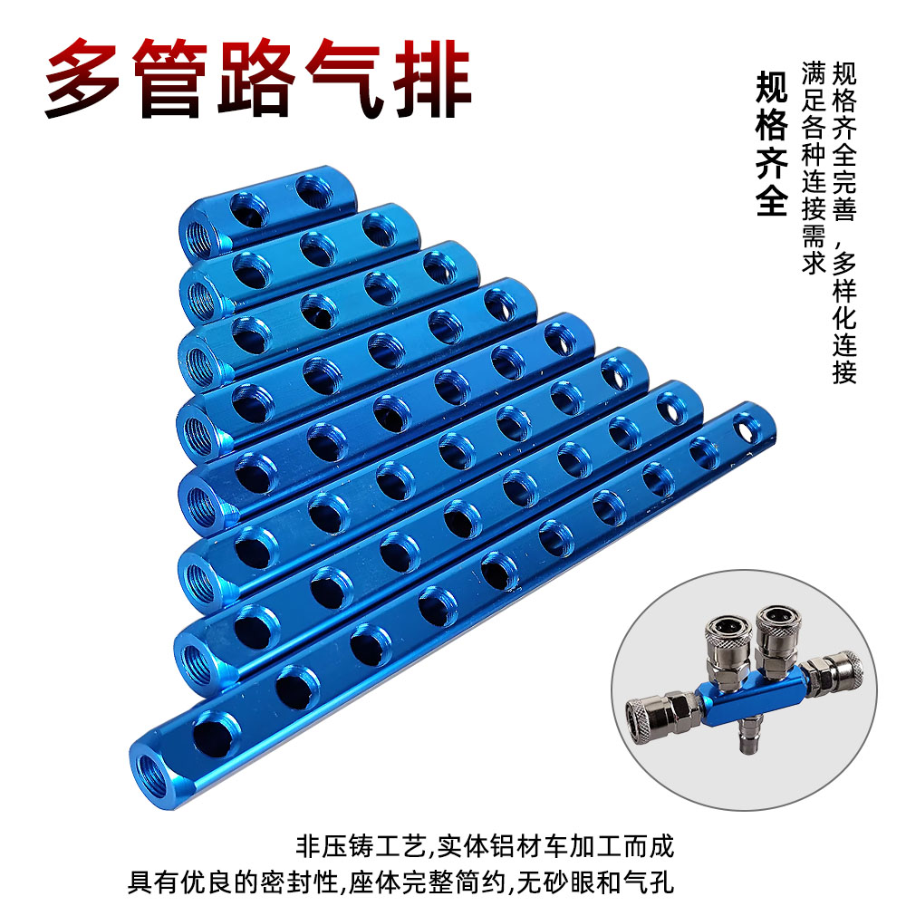 AL-Series 2-Station Pneumatic Manifold Kit: 1xPM20 Male + 4xSM20 Female Fittings (Aluminum Air Distribution Block)(pic11)