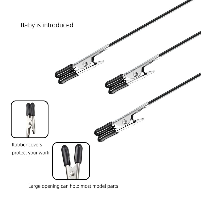 Memo Clip 10 Pieces Durable Alligator Clip Stick Set Painting Stand Base Modeling Tools for Airbrush Hobby Model Parts